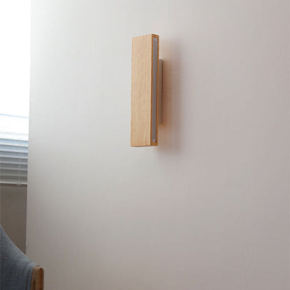 Applique LED rettangolare in legno naturale japandi minimalista per comodino