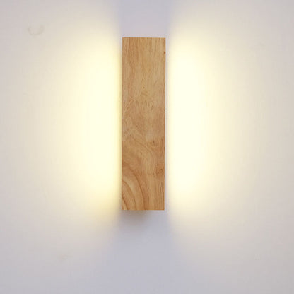 Applique LED rettangolare in legno naturale japandi minimalista per comodino