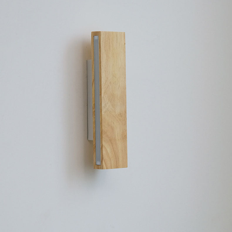 Applique LED rettangolare in legno naturale japandi minimalista per comodino