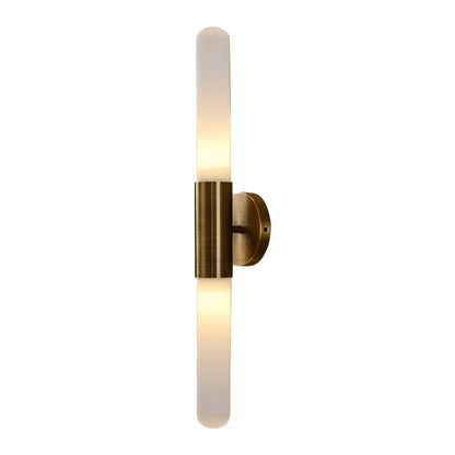 Applique LED verticale nordica in vetro rigato e ottone anticato