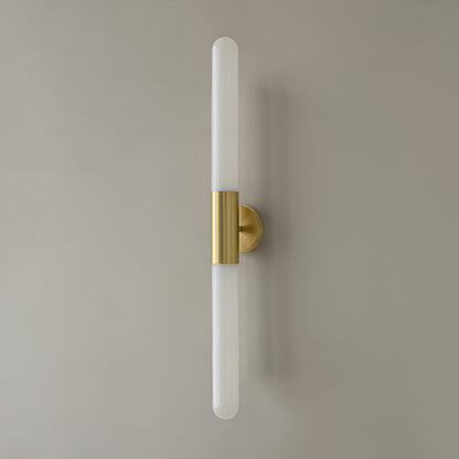 Applique LED verticale nordica in vetro rigato e ottone anticato