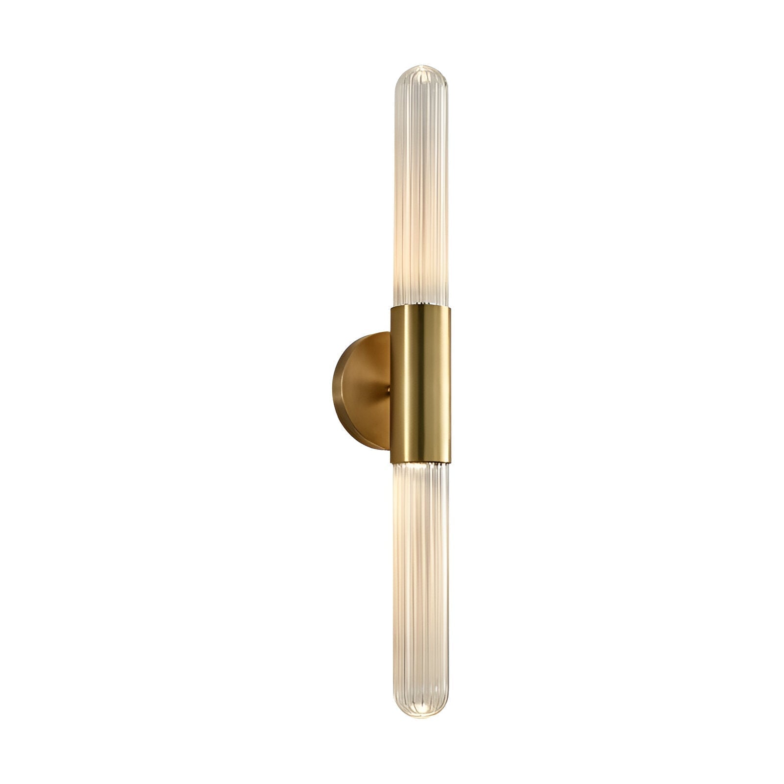 Applique LED verticale nordica in vetro rigato e ottone anticato
