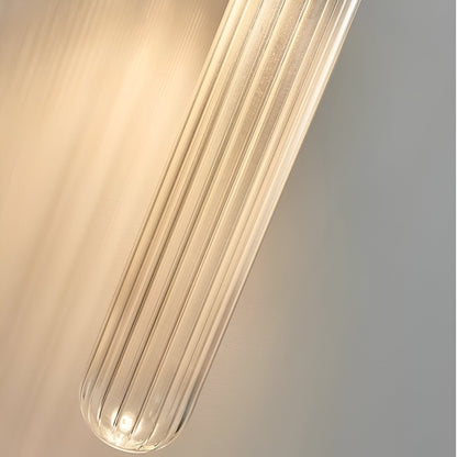 Applique LED verticale nordica in vetro rigato e ottone anticato