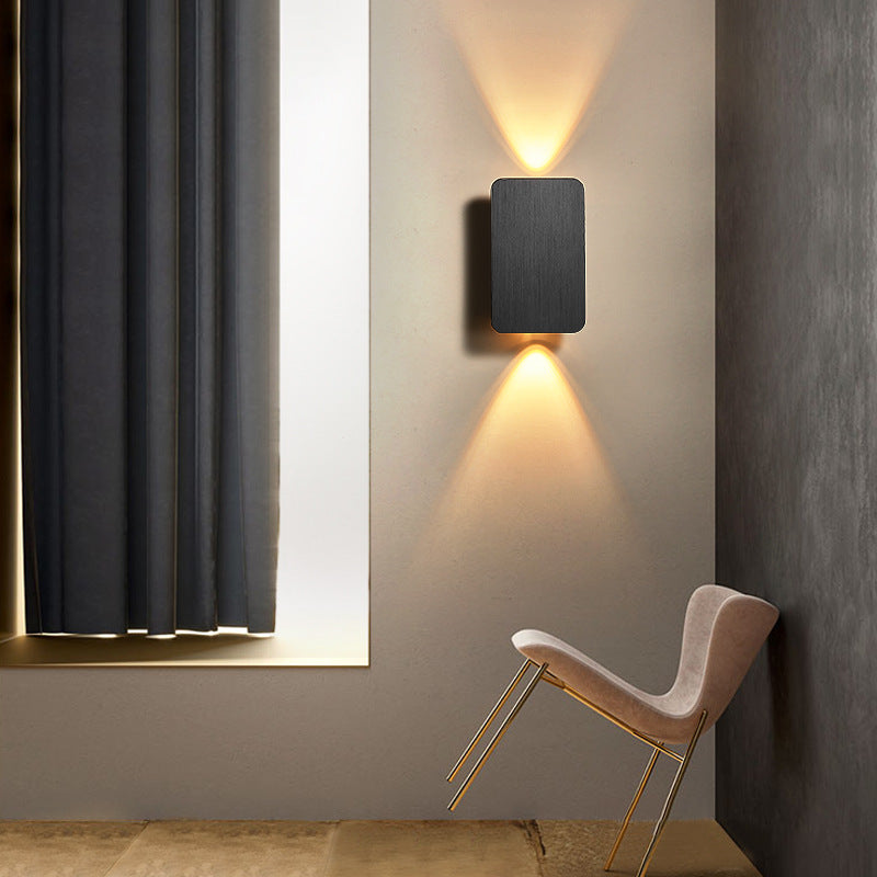 Applique rettangolare LED in metallo per interni bianco caldo