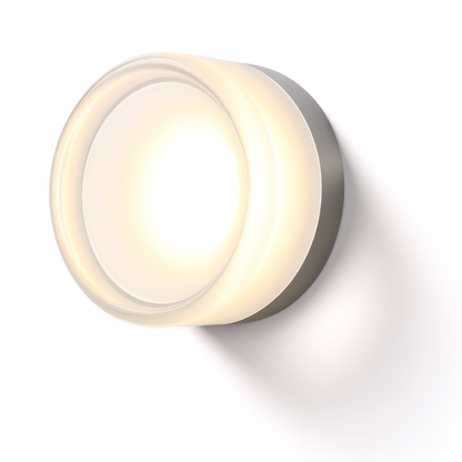 Applique rotonda in vetro colorato ambra, lampada da parete LED