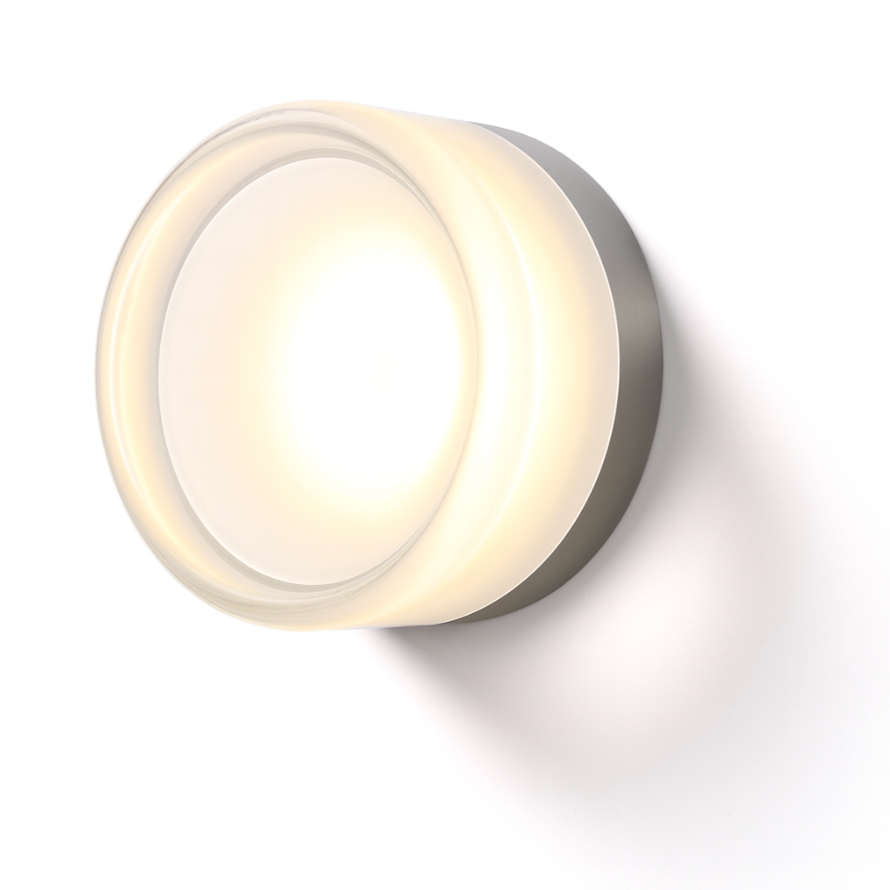 Applique rotonda in vetro colorato ambra, lampada da parete LED