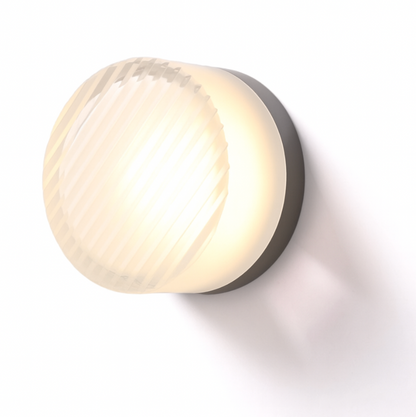 Applique rotonda in vetro colorato ambra, lampada da parete LED