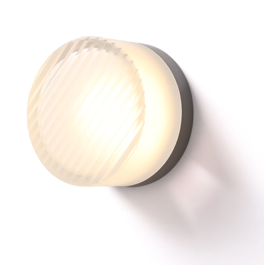 Applique rotonda in vetro colorato ambra, lampada da parete LED