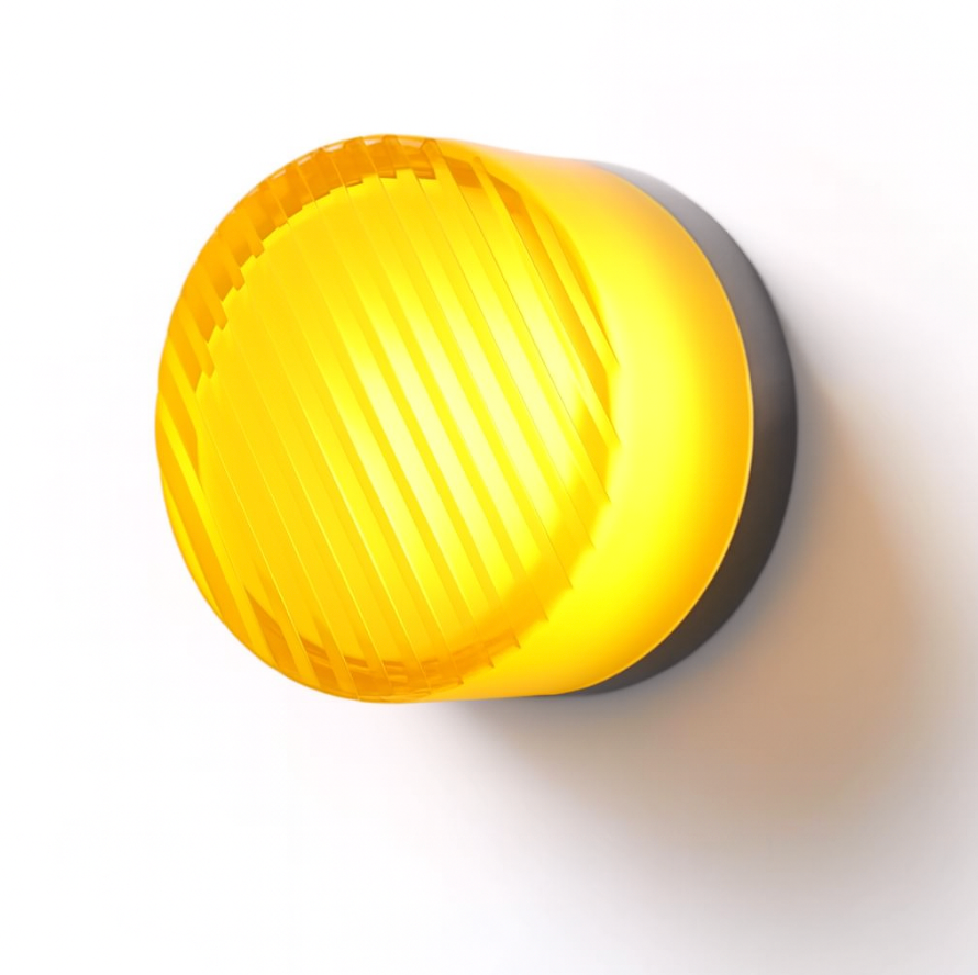 Applique rotonda in vetro colorato ambra, lampada da parete LED
