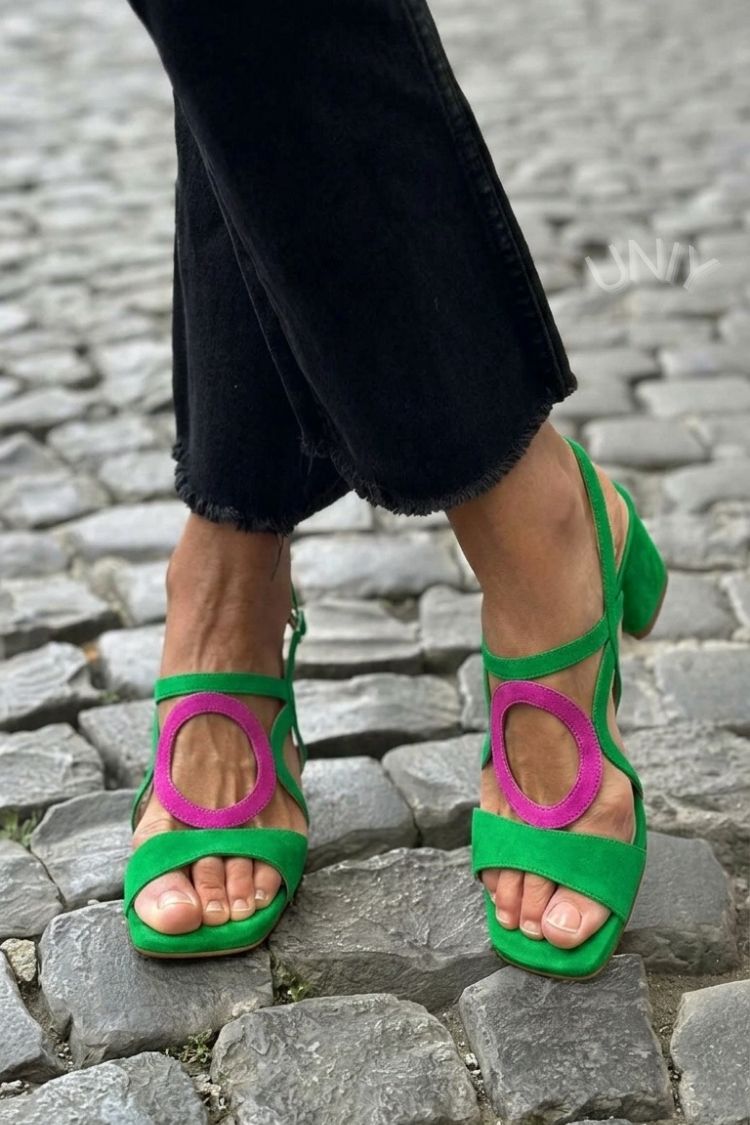 Arabella sandali donna con tacco largo, anello decorativo e cinturino alla caviglia, foto 4