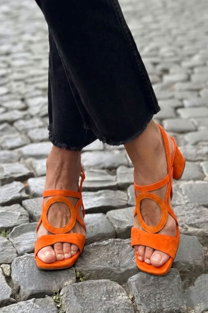 Arabella sandali donna con tacco largo, anello decorativo e cinturino alla caviglia, foto 6