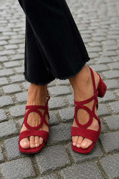 Arabella sandali donna con tacco largo, anello decorativo e cinturino alla caviglia, foto 8