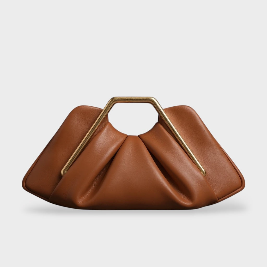 Arcangela pochette donna in similpelle con pieghe e manico esagonale, foto 1