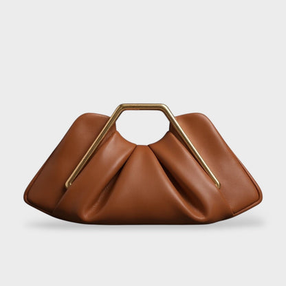 Arcangela pochette donna in similpelle con pieghe e manico esagonale, foto 1