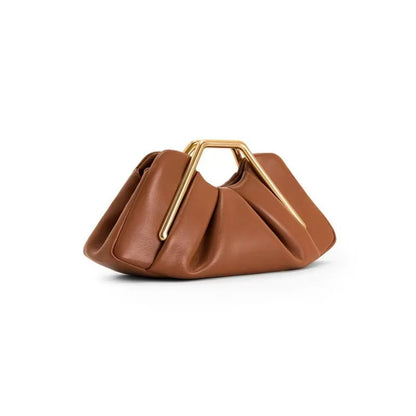 Arcangela pochette donna in similpelle con pieghe e manico esagonale, foto 4