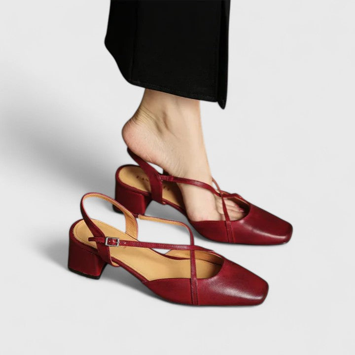 Arduina slingback donna a punta quadrata con cinturini incrociati, foto 1