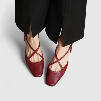 Arduina slingback donna a punta quadrata con cinturini incrociati, foto 2