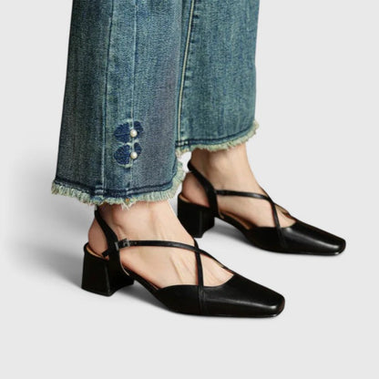 Arduina slingback donna a punta quadrata con cinturini incrociati, foto 7