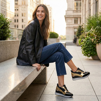 Aurelia sneakers donna con plateau, inserti a contrasto e suola a righe, foto 4