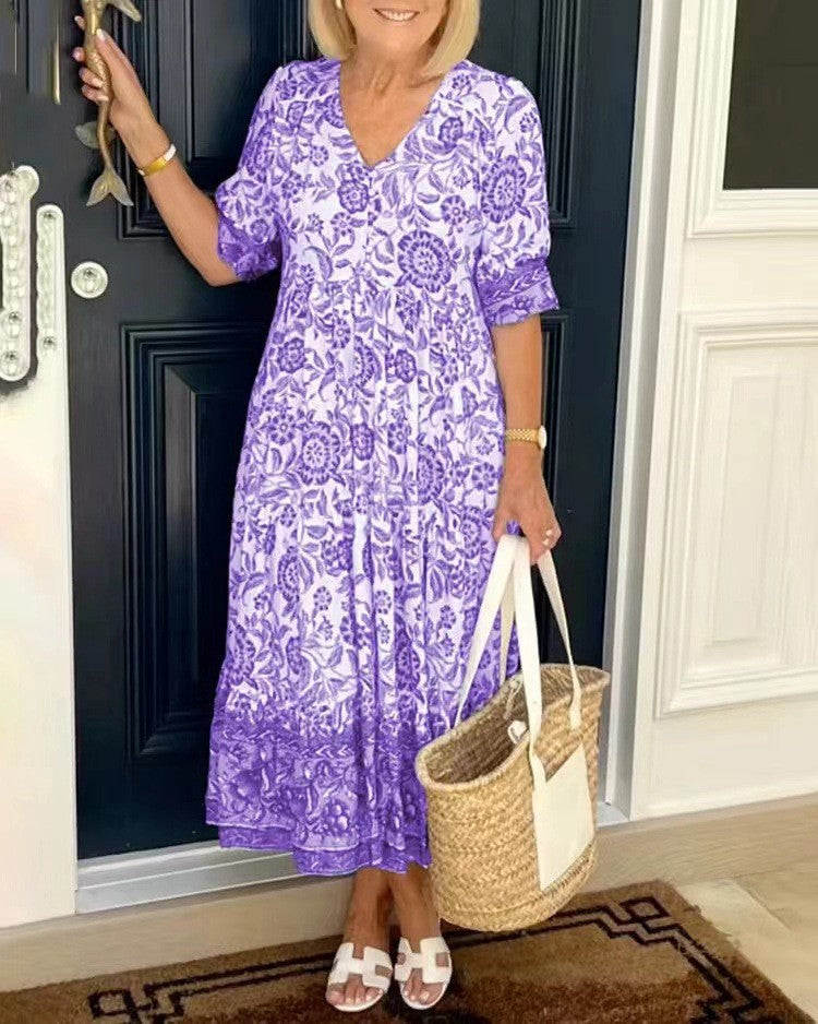 Giada | Abito maxi floreale con scollo a V