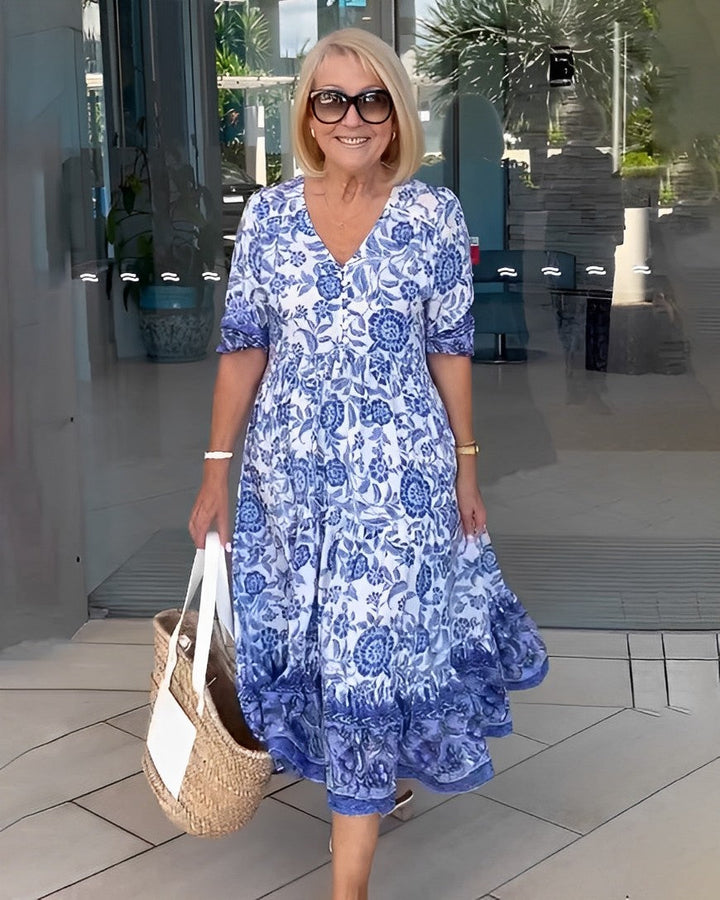 Giada | Abito maxi floreale con scollo a V