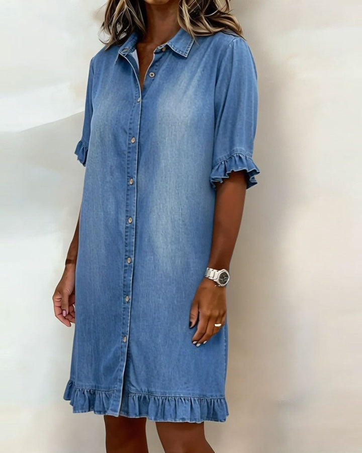 Eleonora | Abito in denim al ginocchio con volant