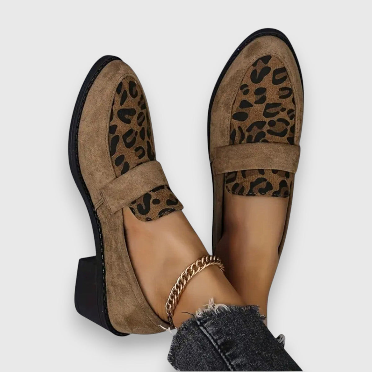 Brizia mocassini donna con inserto leopardato e tacco basso, foto 1