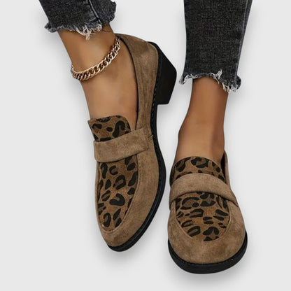 Brizia mocassini donna con inserto leopardato e tacco basso, foto 3