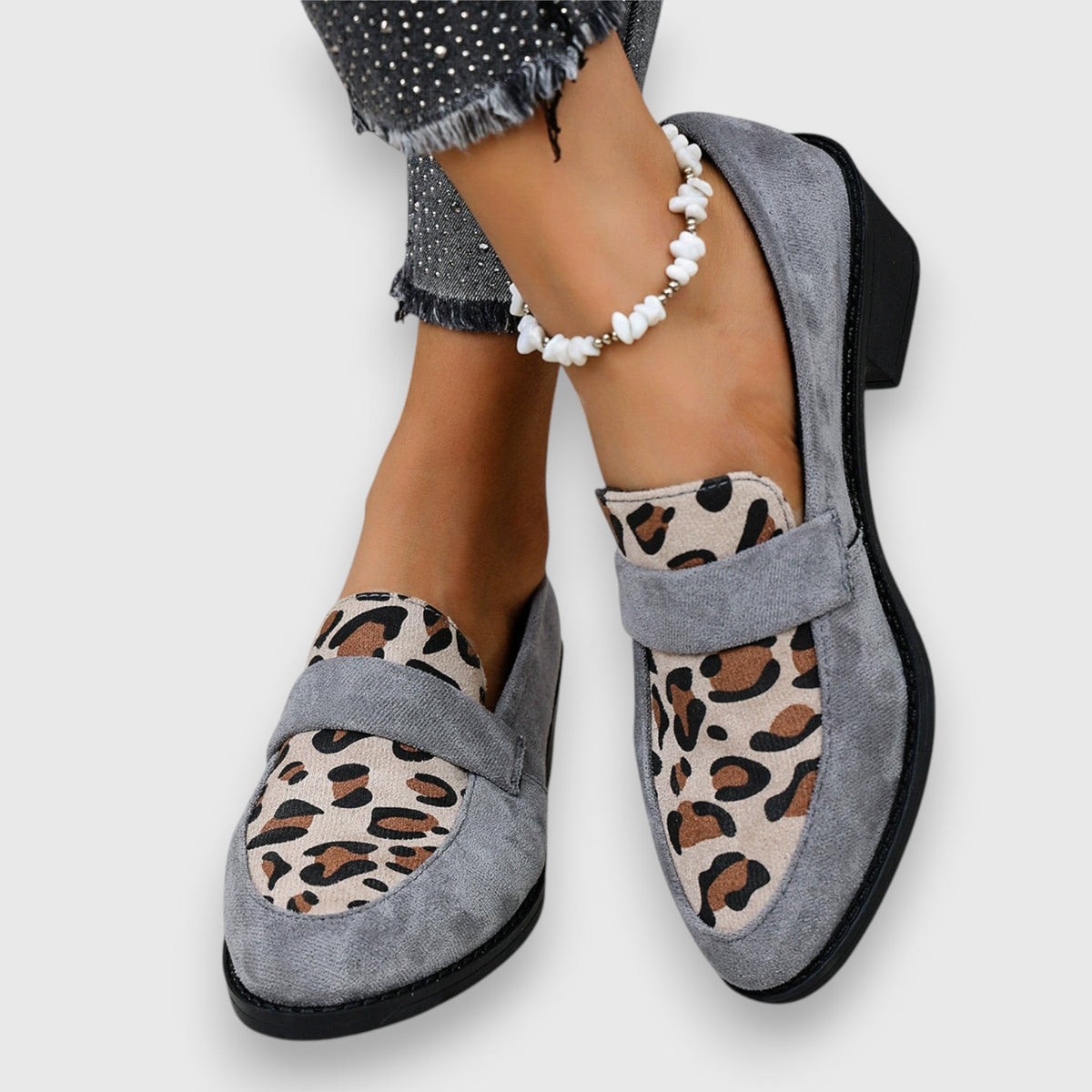 Brizia mocassini donna con inserto leopardato e tacco basso, foto 5