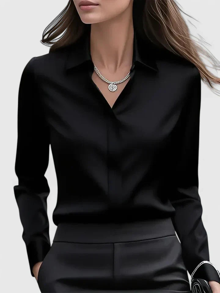 Adelaide | Blusa satinata con colletto e bottoni nascosti