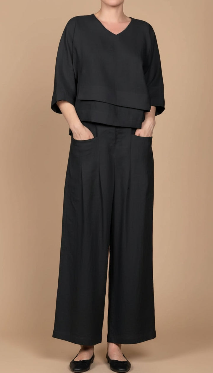 Veronica | Completo in lino con scollo a V