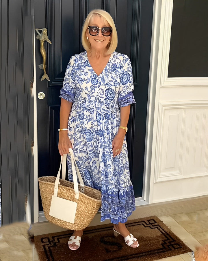 Giada | Abito maxi floreale con scollo a V