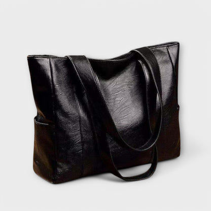Carmelina borsa shopper donna con tasche laterali e manici lunghi, foto 3