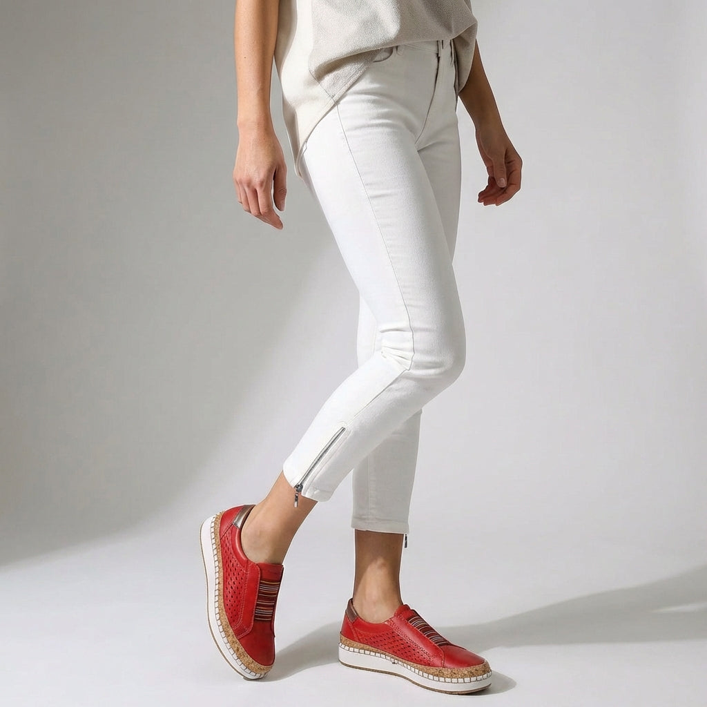Carolina scarpe basse donna traforate con plateau e inserti elastici, foto 4