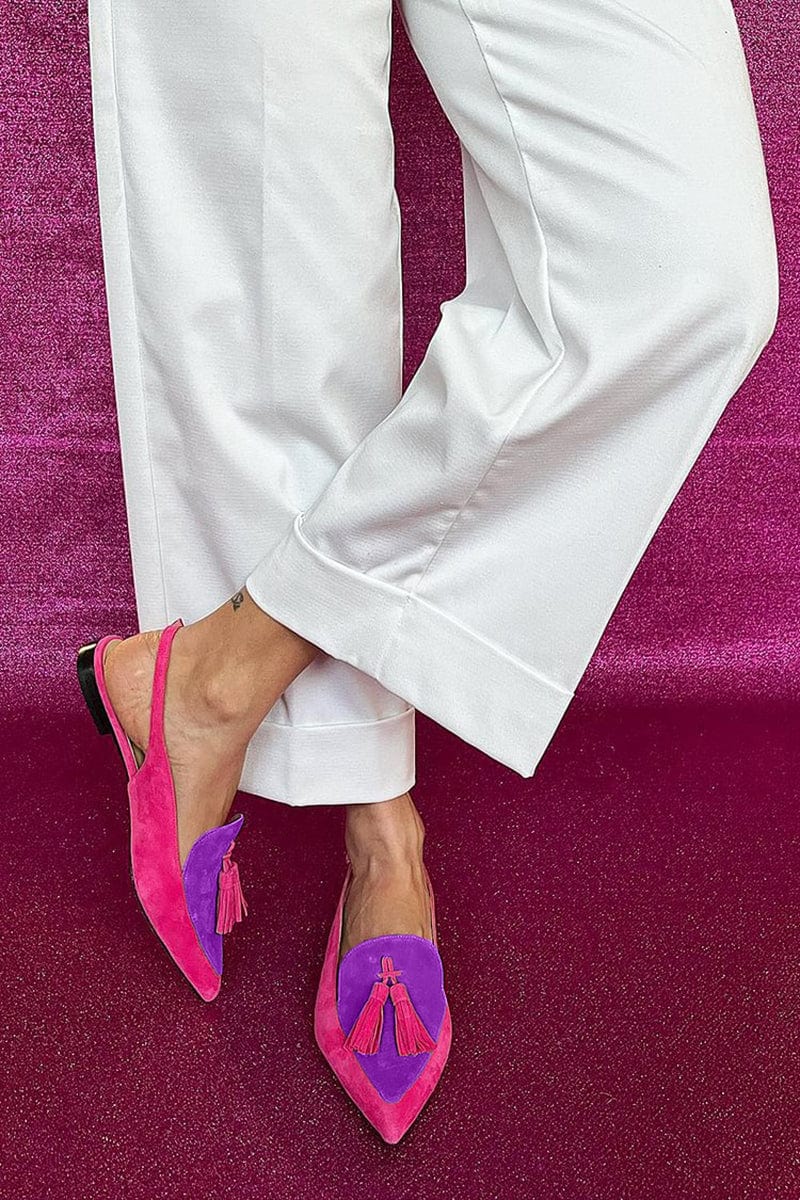 Cherubina slingback donna a punta affusolata con nappine, foto 3