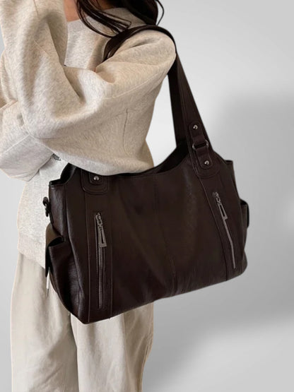 Cirilla borsa a spalla donna in similpelle con due zip frontali, foto 1