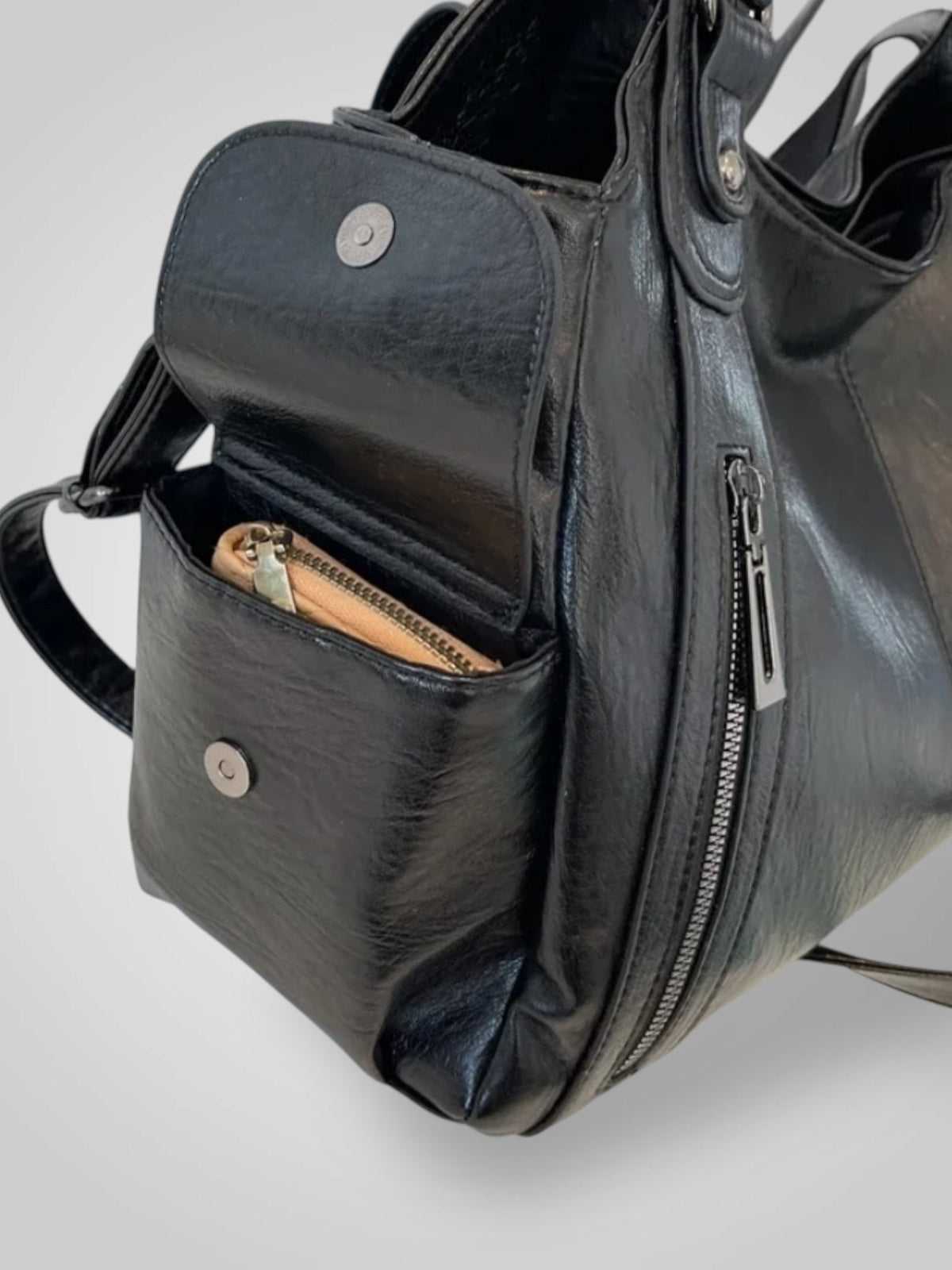 Cirilla borsa a spalla donna in similpelle con due zip frontali, foto 5