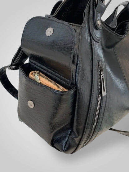 Cirilla borsa a spalla donna in similpelle con due zip frontali, foto 5