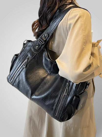 Cirilla borsa a spalla donna in similpelle con due zip frontali, foto 7