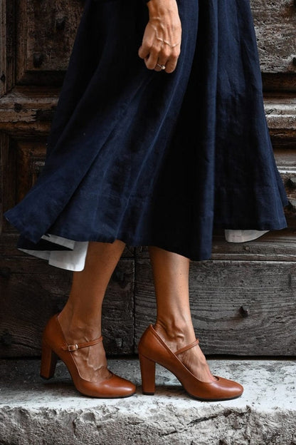 Consolina scarpe mary jane donna con tacco largo e punta tonda, foto 3