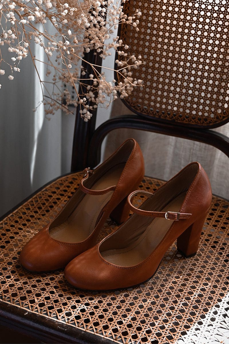 Consolina scarpe mary jane donna con tacco largo e punta tonda, foto 5