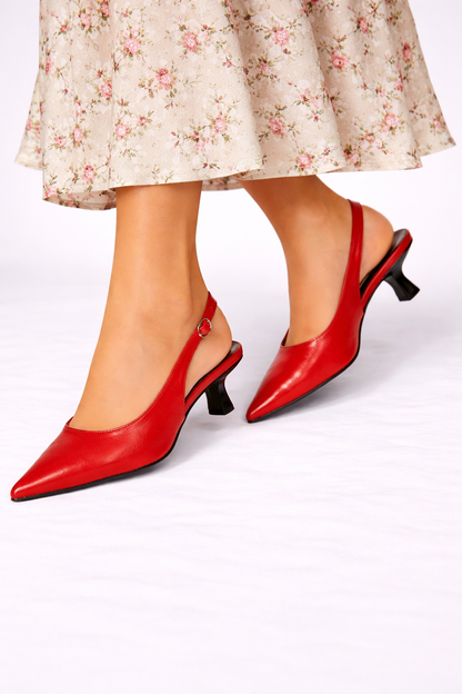 Cosima slingback donna a punta con tacco basso svasato e finitura lucida, foto 2