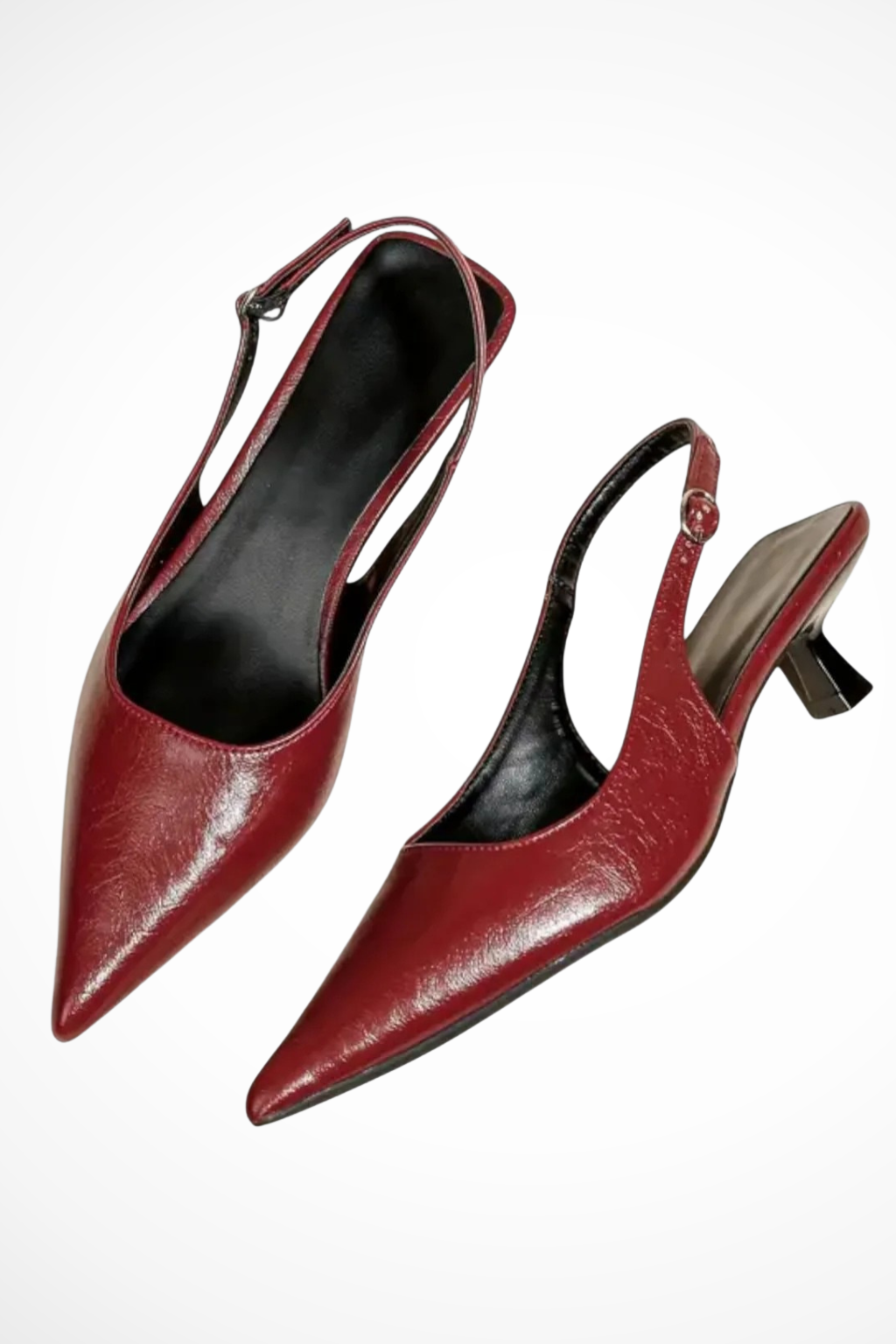 Cosima slingback donna a punta con tacco basso svasato e finitura lucida, foto 6