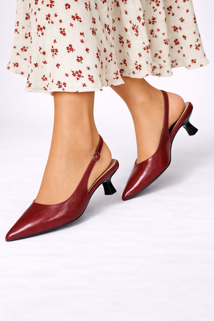 Cosima slingback donna a punta con tacco basso svasato e finitura lucida, foto 7