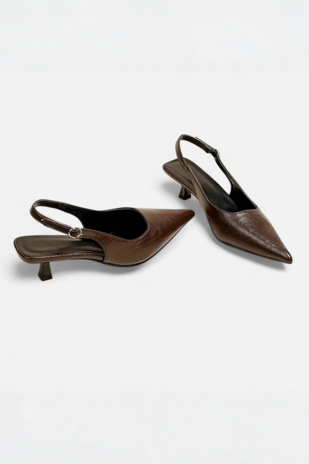 Cosima slingback donna a punta con tacco basso svasato e finitura lucida, foto 8