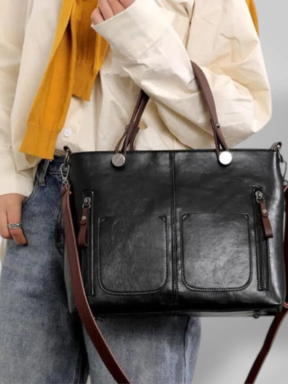 Costantina borsa a spalla donna con tasche frontali e tracolla staccabile, foto 1