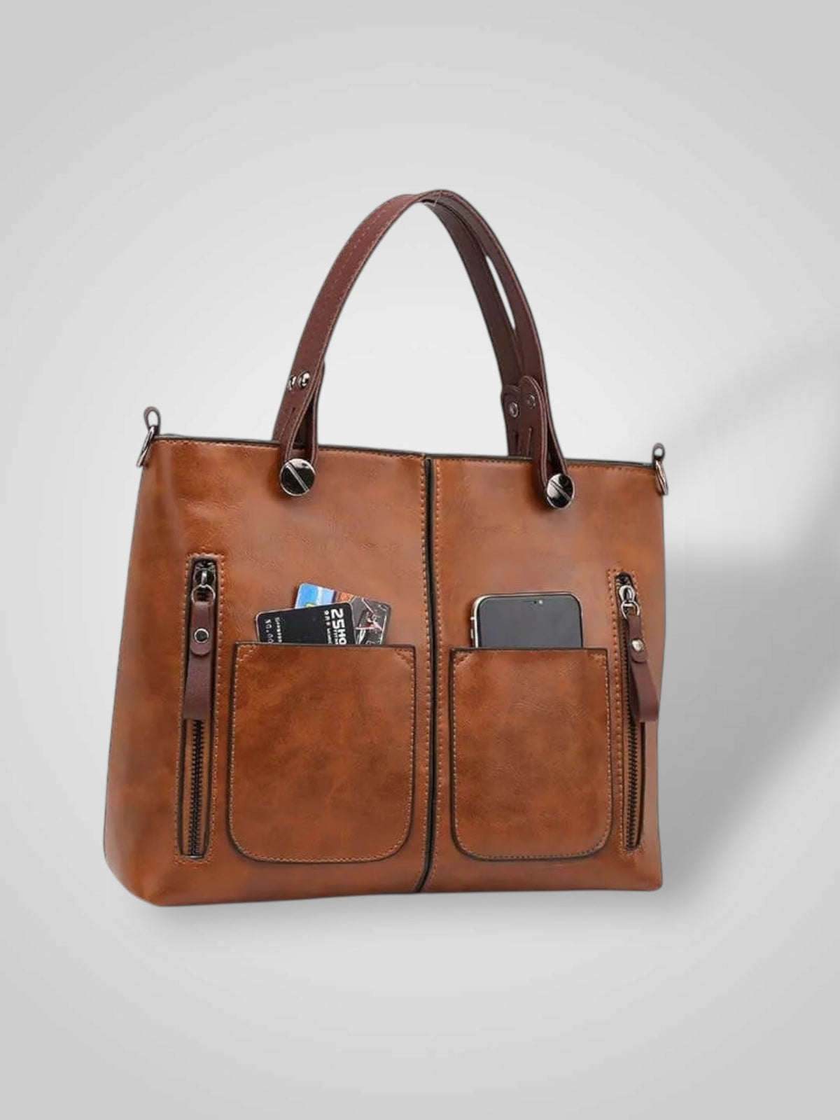 Costantina borsa a spalla donna con tasche frontali e tracolla staccabile, foto 3