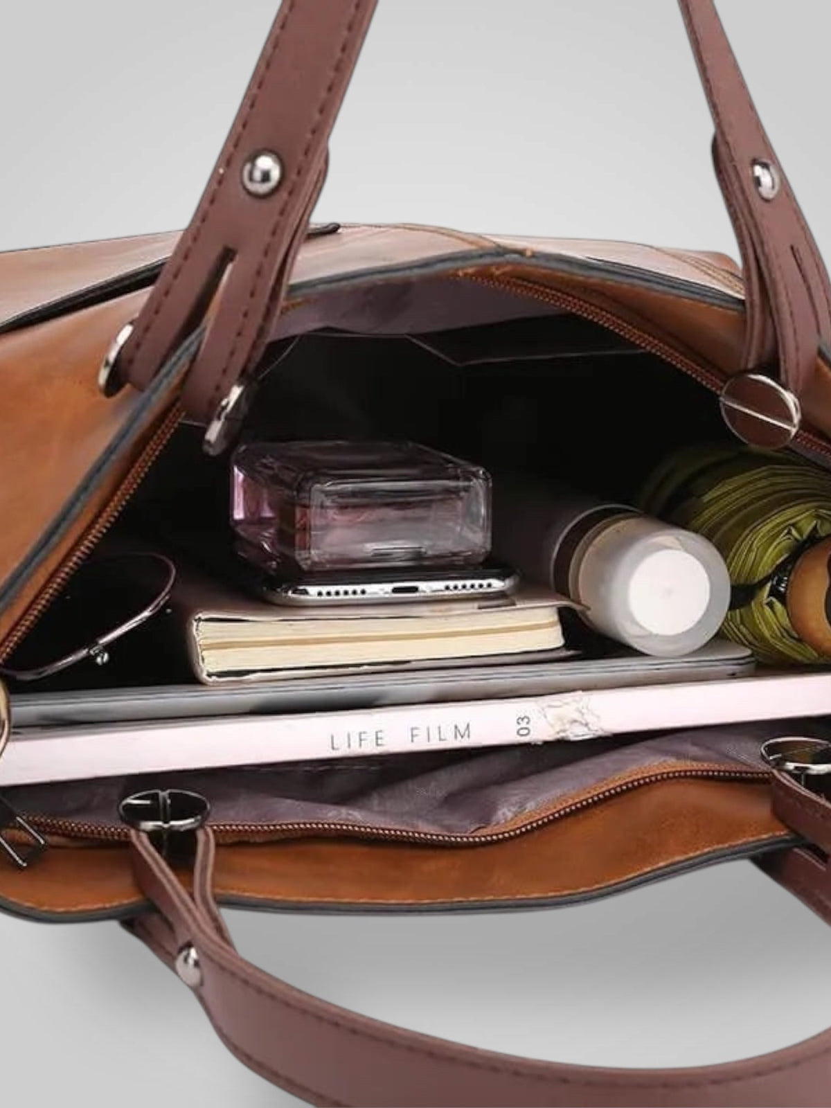 Costantina borsa a spalla donna con tasche frontali e tracolla staccabile, foto 9