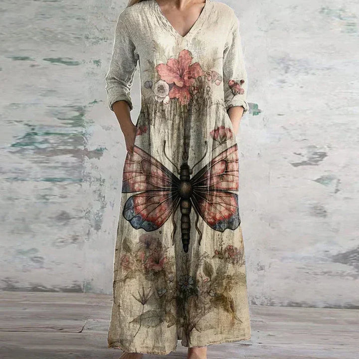 Emilia | Abito maxi floreale in lino