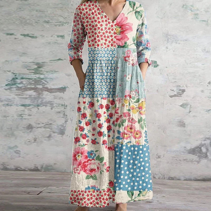 Emilia | Abito maxi floreale in lino